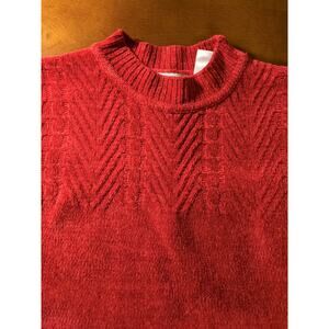 Vintage Alfred Dunner Sweater Women’s XL Red Chevron Cable Knit Holiday Mock